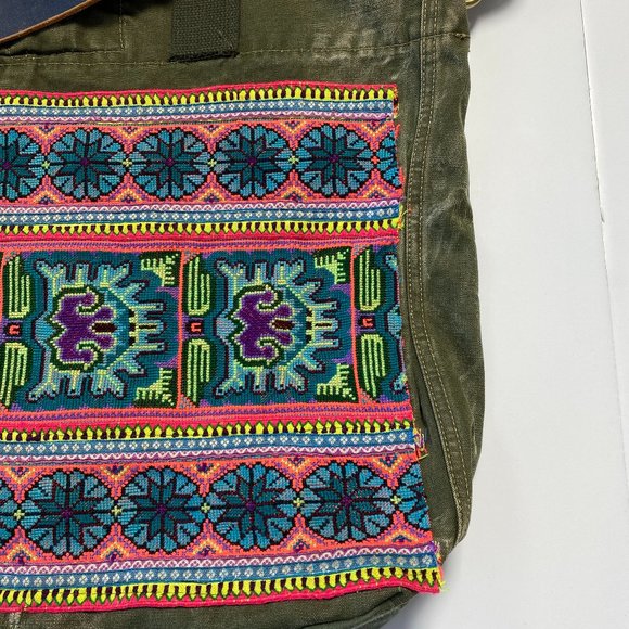 NEW $350 FREE PEOPLE TRICIA FIX EMBROIDERED MILITARY BAG FESTIVAL TOTE - Picture 5 of 6